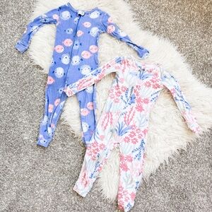 Carter’s Just One You 2 Piece Footless Zip Pajama Set Fish Floral 3T